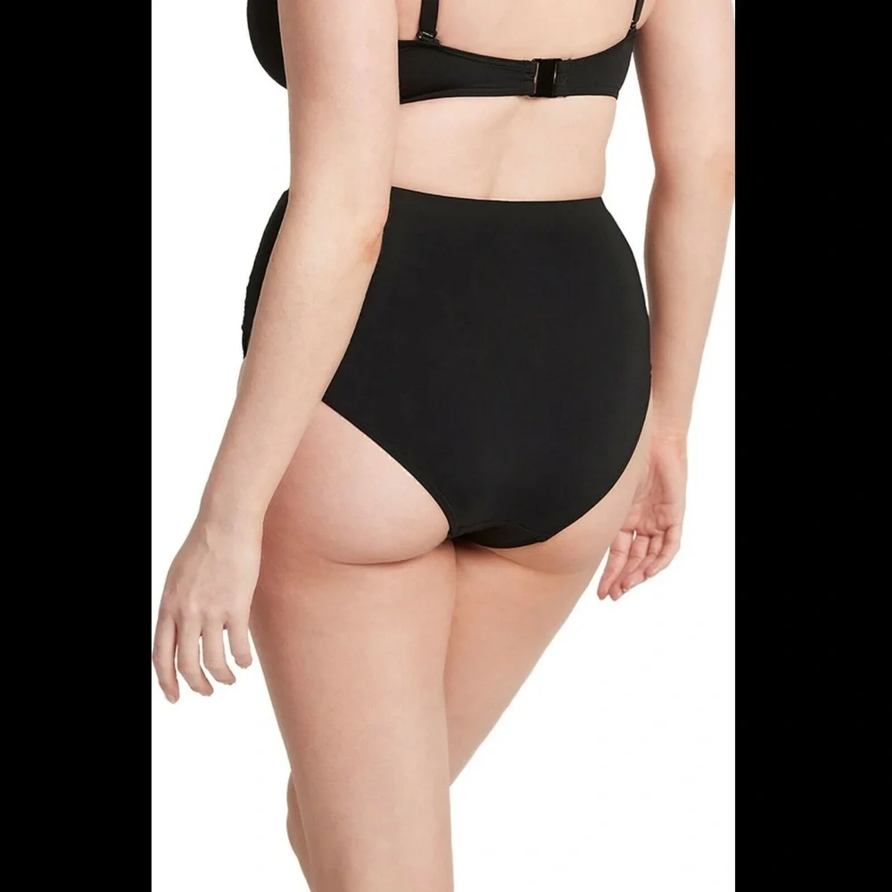 NWT Sea Level [ 8 US/ 12 UK] High Waist Gathered Side Bikini Bottoms‎ Black
